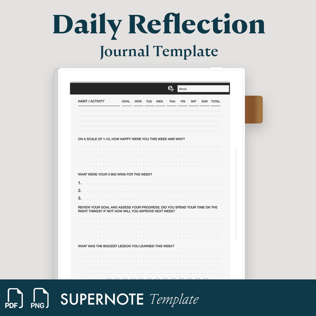 Remarkable Tablet Daily Reflection Journal Template Supernote Templates