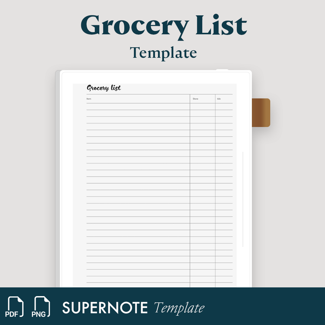 Grocery List Template