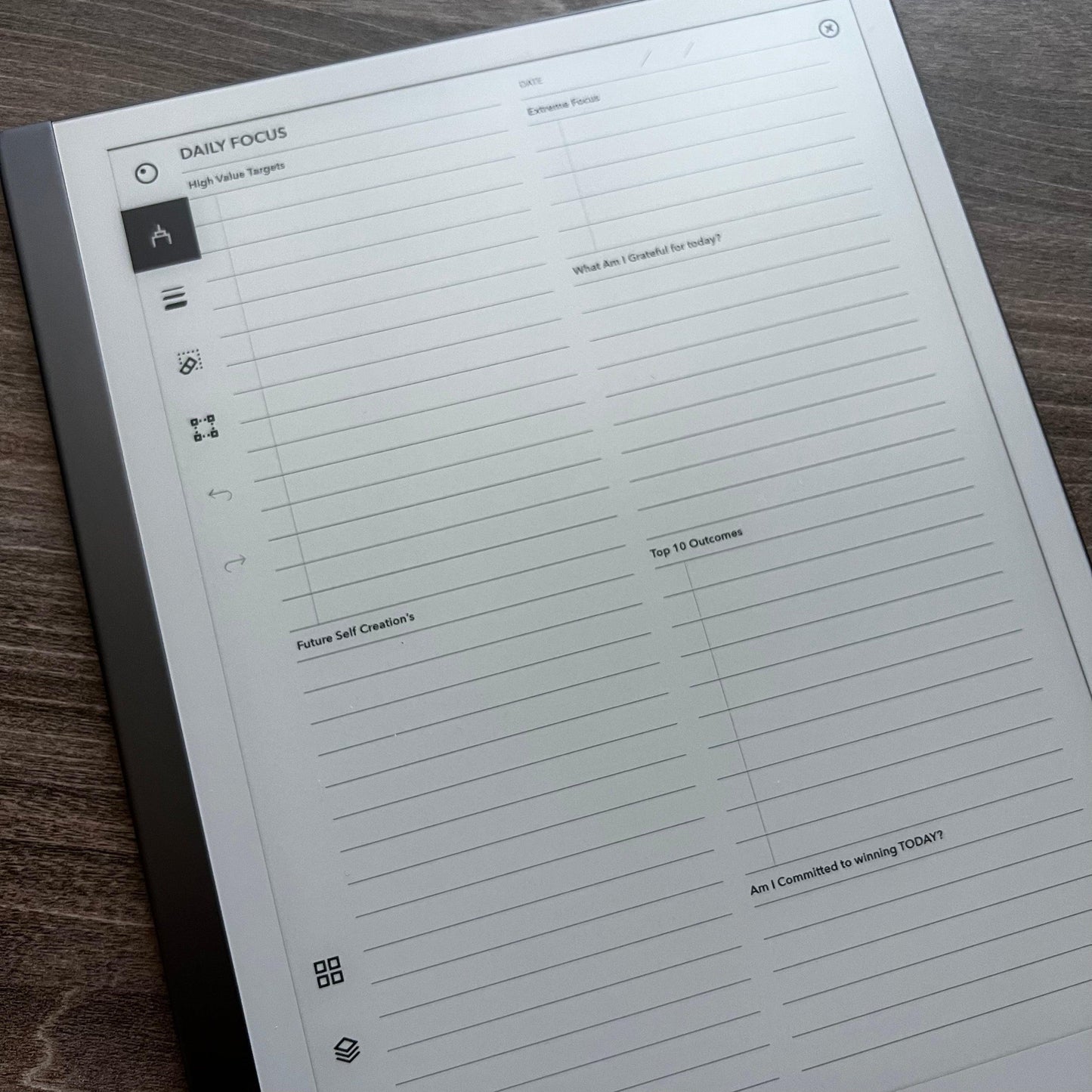 Daily Focus Journal - Einkpads - reMarkable Templates