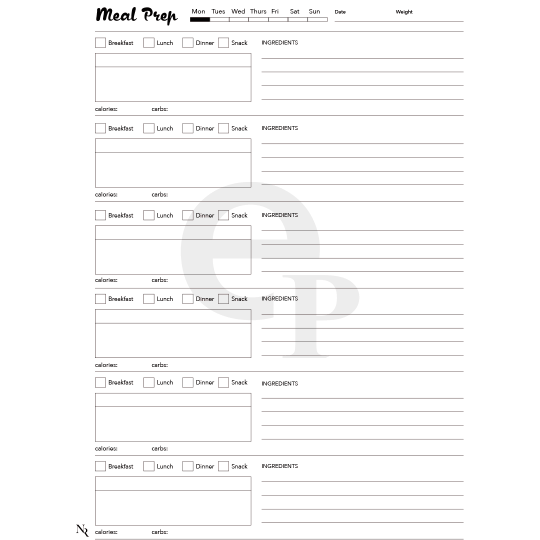 Meal Prep Daily Template - Einkpads - reMarkable Templates
