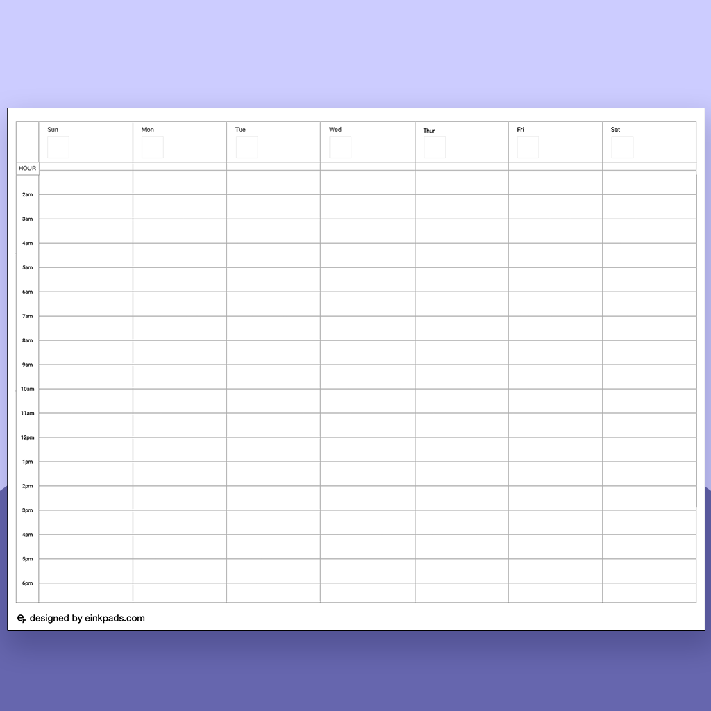 Weekly Landscape Calendar