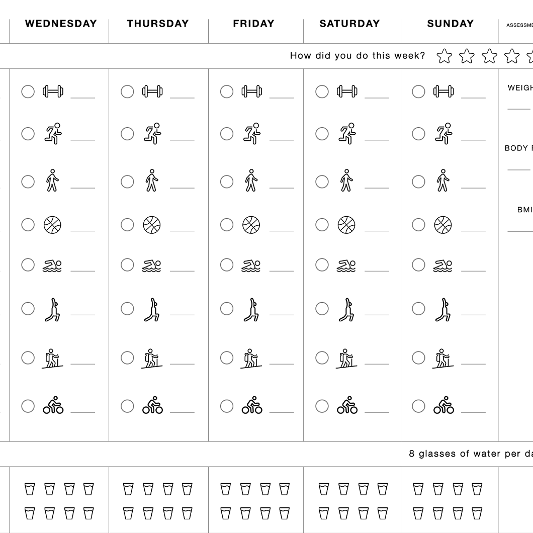 Weekly Fitness Log - Einkpads - reMarkable Templates