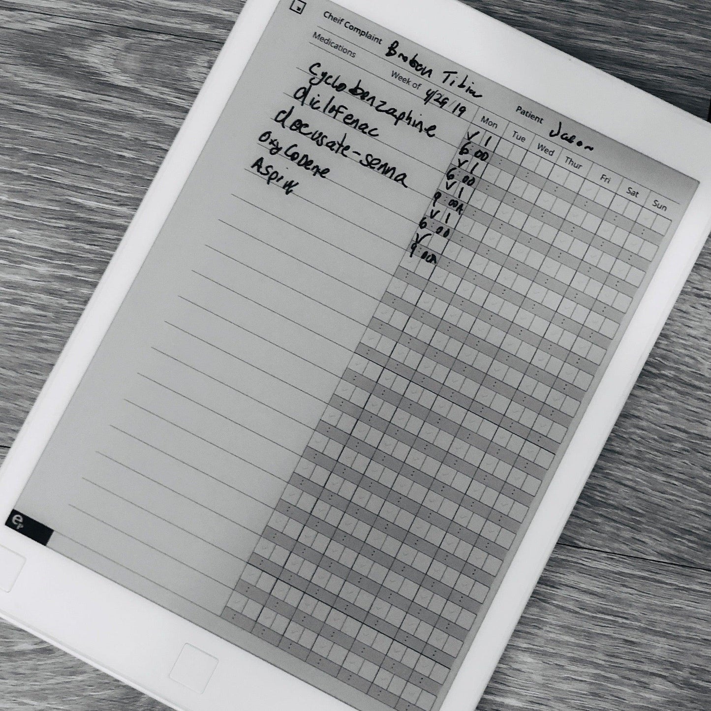 Weekly Medication Log - Einkpads - reMarkable Templates