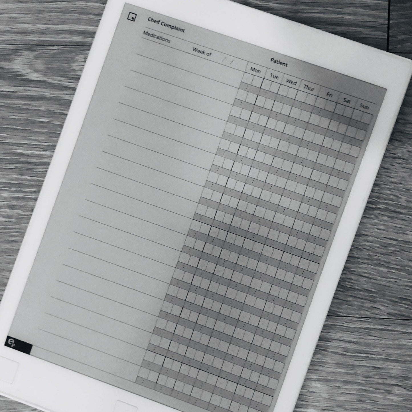 Weekly Medication Log - Einkpads - reMarkable Templates