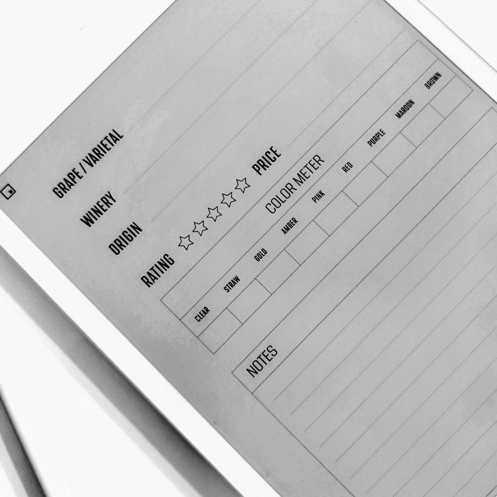 Wine Collection Log - Einkpads - reMarkable Templates