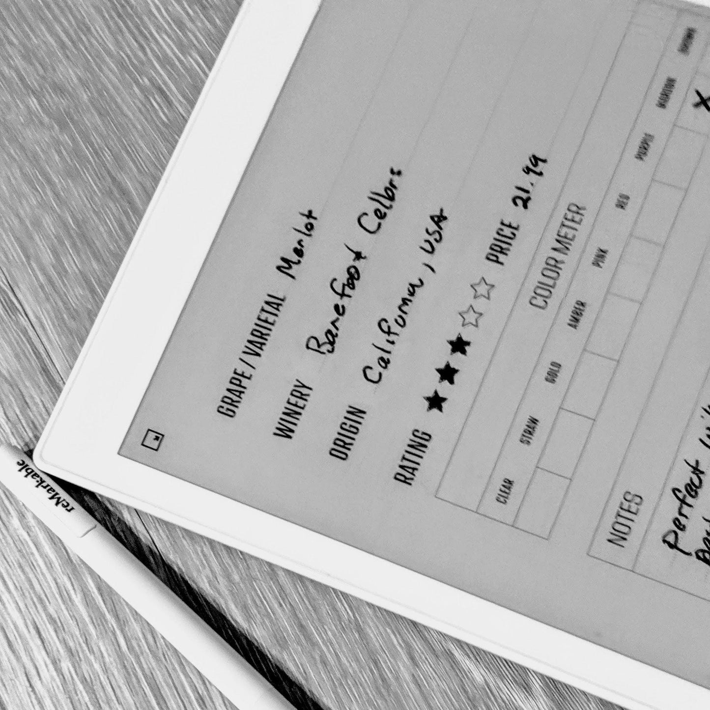 Wine Collection Log - Einkpads - reMarkable Templates