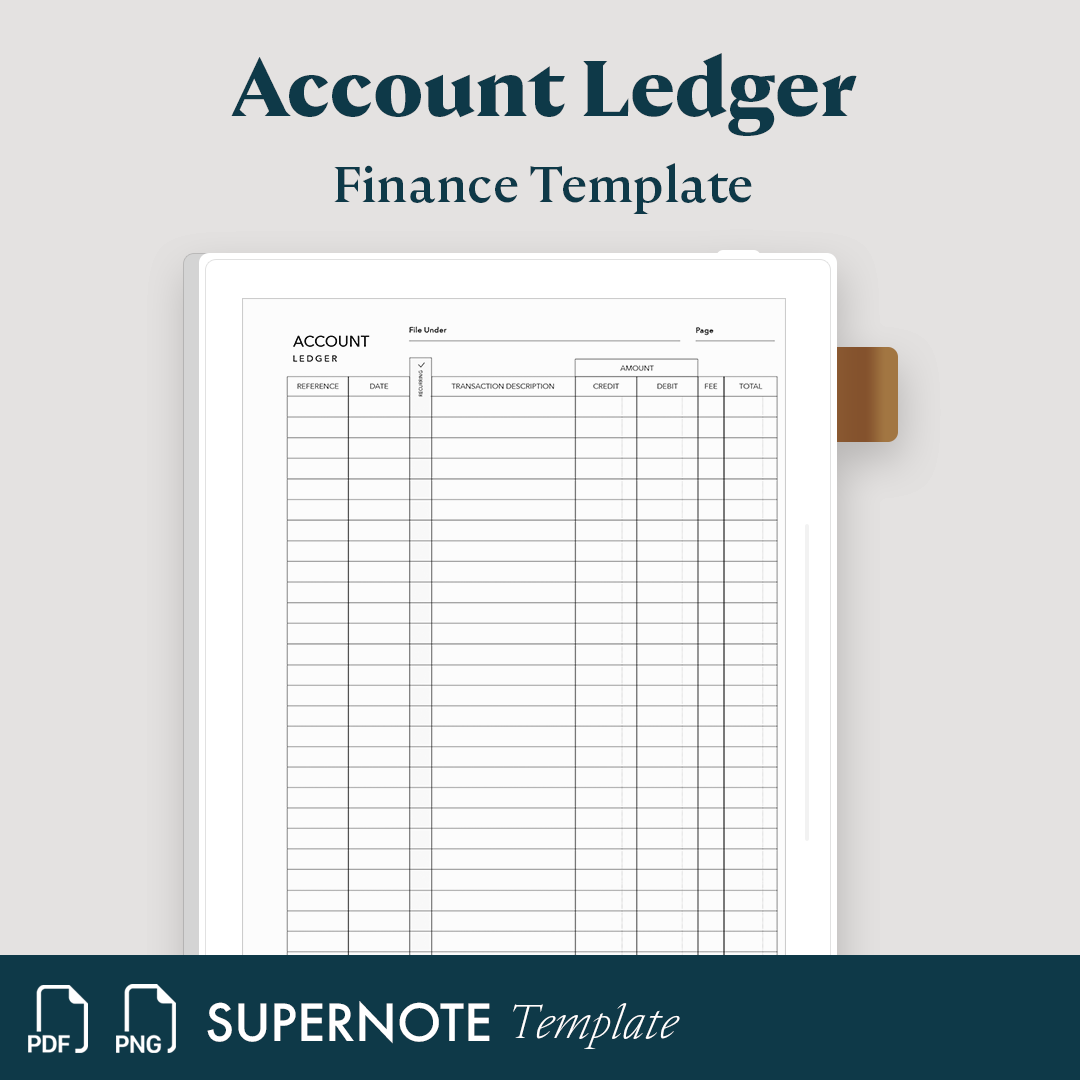 Account Ledger Printable Accounting Ledger Planner Template. Business