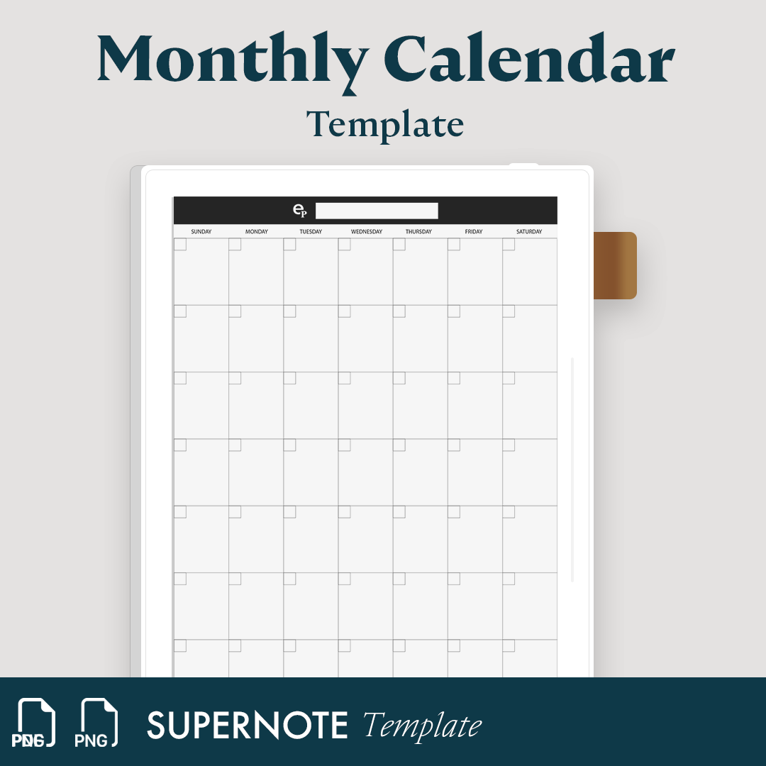 Monthly Calendar Template – Supernote Templates