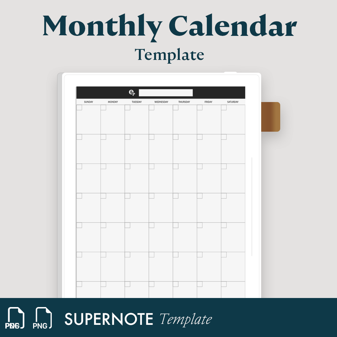 Monthly Calendar Template Supernote Templates