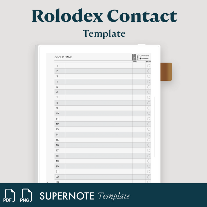Rolodex Contact List – Supernote Templates