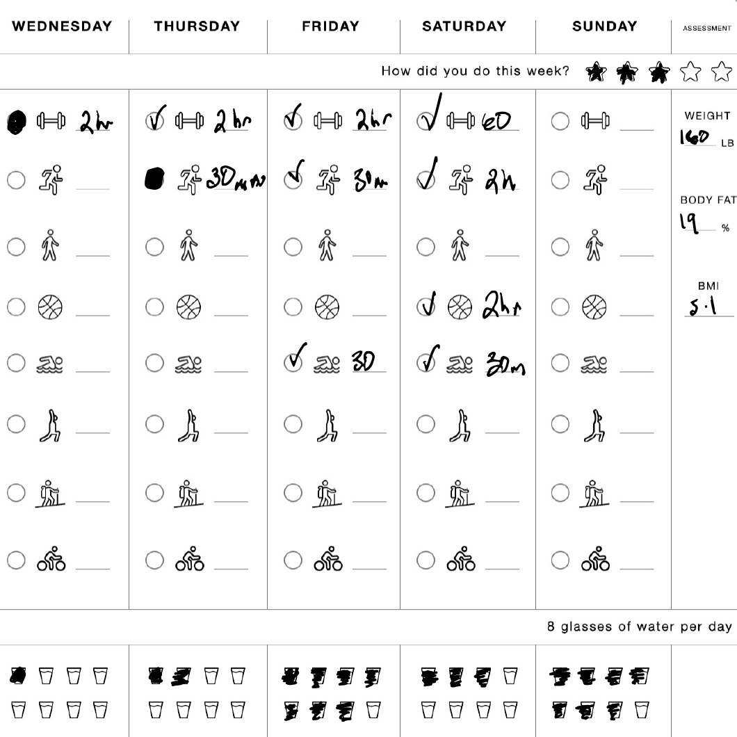 Weekly Fitness Log - Einkpads - reMarkable Templates